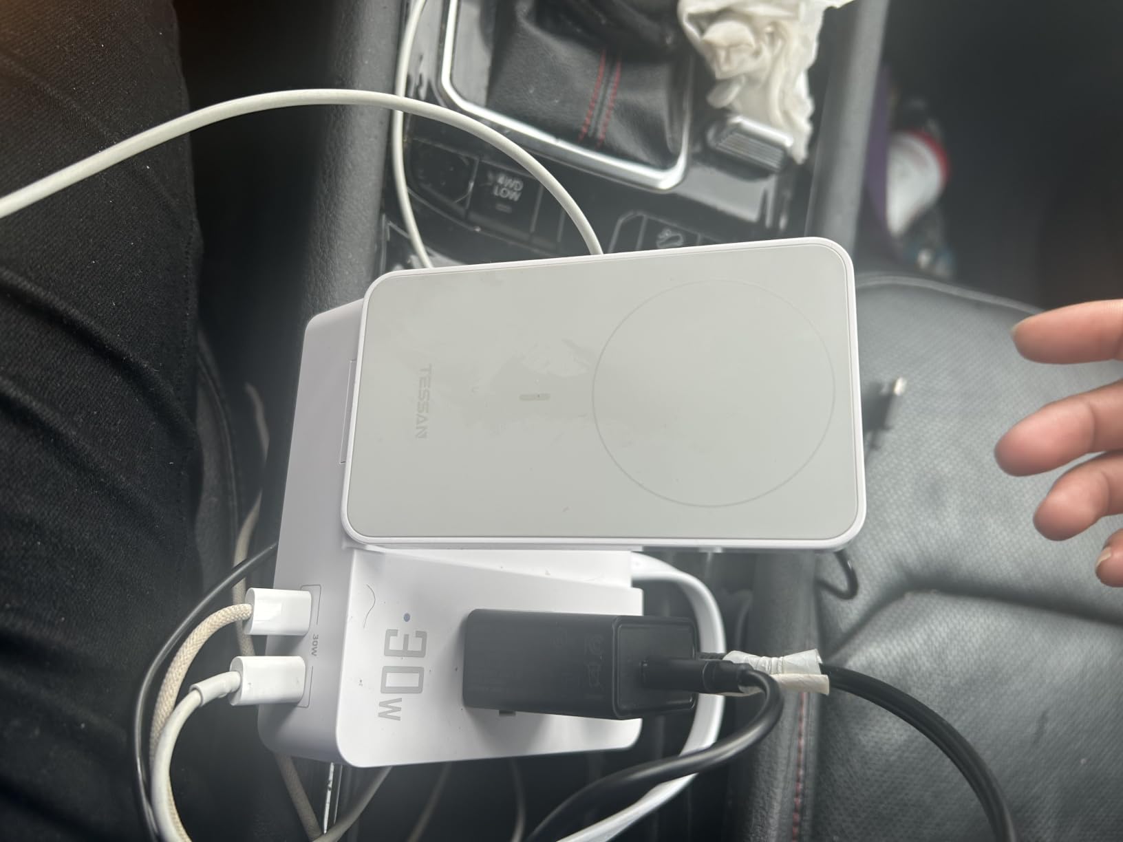 TESSAN 30W Charging Station USB Phone Charger with Wireless Charging | 3 USB and 2 AC Outlet, for iPhone 17/16/15 Charging Stand, Airpods, for Apple Watch Charging, Flat Plug, 5ft Cord, White customer photo 1