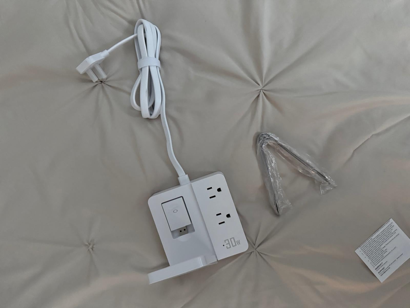 TESSAN 30W Charging Station USB Phone Charger with Wireless Charging | 3 USB and 2 AC Outlet, for iPhone 17/16/15 Charging Stand, Airpods, for Apple Watch Charging, Flat Plug, 5ft Cord, White customer photo 2