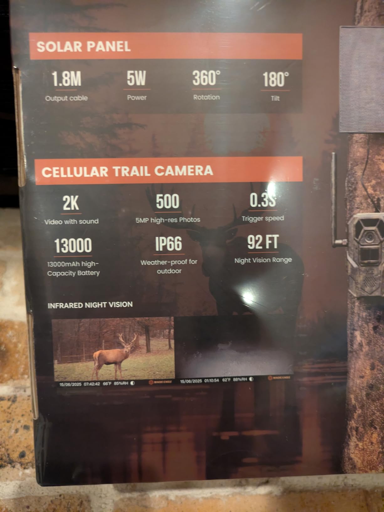 MagicEagle Cellular Trail Camera 4G Wild Game Cameras 13,000 mAh Battery Solar Panel 2K Audible Video No-Glow IR Night Vision IP66 Waterproof for Wildlife Deer Monitoring Home Security (Army Green) customer photo 1